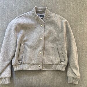 Zara Gray button up bomber jacket